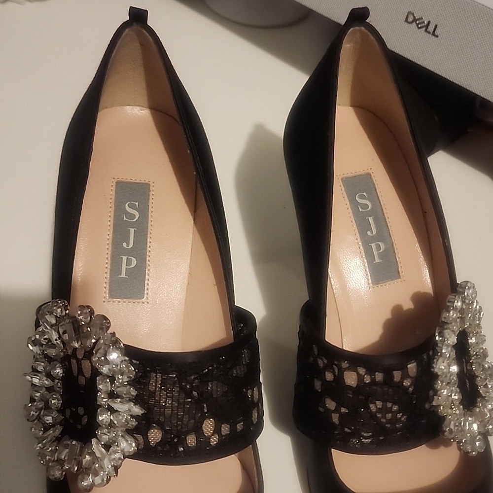 Sjp By Sarah Jessica Parker Black Satin Pump Size 35 — image 2 of 7